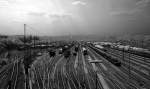 2002, der Rangierbahnhof Hagen-Vorhalle kurz vor einem Gewitter.