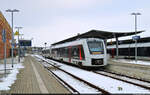 1648 405-6 und ein weiterer Alstom Coradia LINT 41 halten im Bahnhof Halberstadt auf Gleis 2.