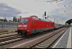 Auf zur Hanse Sail: 101 003-2 als IC 2238  Warnow  (Linie 56) von Leipzig Hbf nach Warnemünde verlässt Halle(Saale)Hbf auf Gleis 12.