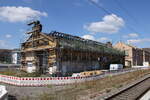 Ein ehemaliger Wagenschuppen am 24.08.2022 in Halle (S) Hbf.