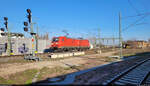 Nachschau auf die allein in südliche Richtung fahrende 185 181-5 am Bahnsteig 12/13 von Halle(Saale)Hbf.