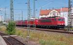 Nachschuss auf einen Lokzug, welcher am 18.07.10 am Hbf Halle(S) vorbei in den Rbf rollte.