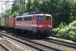 140 857 der EBEG fuhr mit einen containerzug am 18.06.13 durch harburg