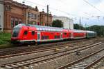 DBpbzfa  Stormarn  mit Schublok 112 143 als RE 21071 (RE7) von Flensburg erreicht seinen Endbahnhof Hamburg Hbf.