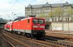 112 144-1 mit RB 21584 von Hamburg Hbf nach Ahrensburg bei der Ausfahrt aus Hamburg Hbf am 10.05.2013