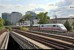 Nachschuss auf 401 509-5 (Tz 119  Osnabrück ) als ICE 681 (Linie 25) von Hamburg-Altona nach München Hbf, der den Hp Hamburg Dammtor auf der Hamburg-Altonaer Verbindungsbahn (KBS 137.1)