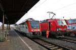 VIAS Bombardier Itino VT112 trifft auf DB Cargo 193 314-2 am 02.03.19 in Hanau Hbf