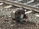 Ein Rangiersignal am 06.05.14 in Hanau Hbf vom Bahnsteig aus Fotografiert