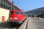 115 293-3 mit dem IC 185 von Stuttgart Hbf nach Zrich HB am 06.03.14 beim Verlassen des Bahnhofs Horb am Neckar.