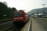 101 015-6 mit dem IC 186 von Zrich HB nach Stuttgart Hbf am 06.03.14 bei der Einfahrt in den Bahnhof Horb am Neckar.