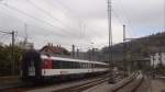 Nachschuss auf den von 115 383 gezogen IC282 im Bahnhof Horb.