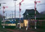 141 248 mit passendem Steuerwagen am 09.01.1991 bei der Ausfahrt aus Iserlohn.