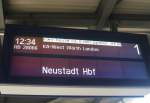  Meine Damen und Herren auf Gleis 1: RB 28066 nach Neustadt (Weinstrae) Hbf wird wegen Verzgerungen im Betriebsablauf leider pnktlich eintreffen.