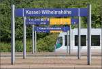 In Kassel-Wilhelmshöhe -    Eine RegioTram hat den Bahnhof erreicht.