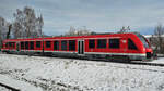 Der Dieseltriebzug 623 035 war Ende November 2023 am Hauptbahnhof Kempten abgestellt.