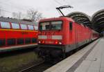 Hier 143 966-0 mit einer RB77 (RB21120) von Neumünster nach Kiel Hbf., dieser Zug stand am 9.2.2016 in Kiel Hbf.