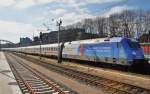 Hier 101 055-2 mit IC2229 von Kiel Hbf. nach Nürnberg Hbf., bei der Ausfahrt am 16.3.2016 aus Kiel Hbf.