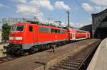 111 158 fährt am 4.7.2017 mit dem RE9 (RE10922)  Rhein-Sieg-Express  von Siegen nach Aachen Hauptbahnhof aus dem Kölner Hauptbahnhof aus.