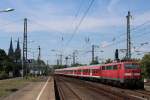 111 120 schiebt RB 48 nach Köln Hbf, am 03.08.2015 in Köln Messe/Deutz