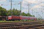 Nachschuss auf die Trierer 143 114, als diese am 22.06.2019 ihre RB 27 (Koblenz Hbf - Mönchengladbach) am Rangierbahnhof und DB Museum in Koblenz Lützel vorbei in Richtung Rechter Rheinseite