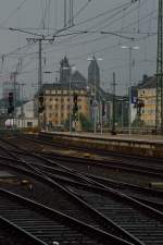 Blick auf die Signale der nrdlichen Bahnhofsausfahrt der Hbf Koblenz.
25.8.2013