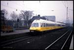 Lufthansa Airport Express LH 1002 mit 403005 und 403006 am 10.3.1993 um 10.29 Uhr im HBF Koblenz auf dem Weg nach Düsseldorf.