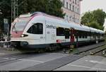 Mit dem Befahren dieses Bahnübergangs am Konstanzer Konzil erreicht RABe 521 206 (Stadler FLIRT) der SBB GmbH (SBB) als SBB87709  Seehas  von Engen seinen Endbahnhof Konstanz.