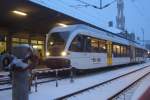 Am Sptnachmittag des 19.12.09 steht RABe 722-4  Mrwil  in Konschtanz Bahnhof.