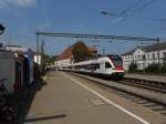 SBB Seehas bei der Ausfahrt aus dem Bahnhof Konstanz nach Engen am 11.09.2012.