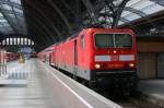 143 122-0 steht mit einen RE nach Dresden in Leipzig Hbf am 08.08.2009