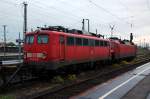 110 231 steht am Morgen des 10.10.09 in Leipzig Hbf abgestellt.