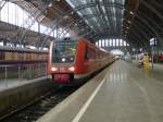 612 606 steht hier als Regionalexpress nach Chemnitz Hbf in Leipzig Hbf.