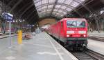 143 891-0 steht am 02.07.2014 mit der RB 26140 nach Lutherstadt Wittenberg in Leipzig Hbf.