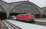 218 835-7 vom DB Fernverkehr steht am 07.01.2017 in Leipzig Hbf und wartet auf die Abfahrt.