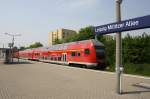 Ein Tag vor der Einstellung Endpunkt der S1 Leipzig Miltitzer Allee ...Steuerwagen vorraus geht es noch mal nach Leipzig Hbf 28.04.2011