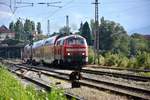 DB 218 432 verlässt den Bahnhof Lindau (am Bodenseedamm), 19.08.2017