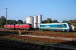 Tank-Intermezzo fr ein 218er-Prchen und den  ALEX  im Betriebshof des Bahnhofs Lindau/Bodensee am 30.