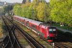 1116 227 mit ihren Railjet-Wagen fhrt am 17.04.2011 nach Erreichen des Zielbahnhofs Lindau ohne Passagiere ber den Bodenseedamm Richtung Bregenz.