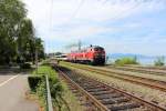 28.06.2014; 218 463 verlässt mit einer Schwestermaschine den Bahnhof Lindau (EC nach München Hbf)