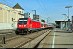 147 009-5 von DB Regio Baden-Württemberg als RB 19177 von Heilbronn Hbf nach Stuttgart Hbf steht im Bahnhof Ludwigsburg auf Gleis 4.