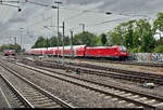 Nachschuss auf 147 010-3 von DB Regio Baden-Württemberg als verspätete RB 1???? von Stuttgart Hbf nach Osterburken, die den Bahnhof Ludwigsburg auf Gleis 1 verlässt.