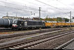  Stuttgart 21 -Abraumzug mit 193 609-5 (X4 E - 609 | Siemens Vectron) der Mitsui Rail Capital Europe GmbH (MRCE), vermietet an die DB Fahrwegdienste GmbH (DB Netz AG), auf dem Weg nach Mitteldeutschland (möglicherweise Röblingen am See) durchfährt den Bahnhof Ludwigsburg auf Gleis 2 Richtung Bietigheim-Bissingen.
Aufgenommen von Bahnsteig 4/5.
[26.9.2019 | 14:39 Uhr]