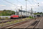 Kesselzug mit 185 319-1 DB durchfährt den Bahnhof Ludwigsburg auf Gleis 1 Richtung Bietigheim-Bissingen.