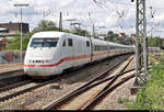 401 070-8 (Tz 170) als umgeleiteter und verspäteter ICE 597 (Linie 11) von Berlin Gesundbrunnen nach München Hbf durchfährt den Bahnhof Ludwigsburg auf Gleis 4.