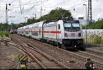 Nachschuss auf 147 557-3 DB als umgeleiteter IC 2066 (Linie 61) von Nürnberg Hbf nach Offenburg, der den Bahnhof Ludwigsburg auf Gleis 1 durchfährt.