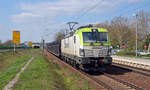 193 784 führte für Captrain einen leeren Autozug am 10.04.19 durch Wittenberg-Altstadt Richtung Hbf.