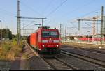 Gemischter Gz mit 185 171-6 DB durchfährt Magdeburg Hbf in südlicher Richtung.