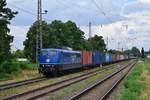 151 139-3 der EGP fährt mit einem Containerzug durch Magdeburg Neustadt gen Schönebeck.

Magdeburg 04.08.2021