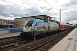 182 002 macht sich am 1.8.2016 mit einem RE1 (RE18115) von Magdeburg Hauptbahnhof nach Frankfurt(Oder) im Magdeburger Hauptbahnhof auf den Weg.