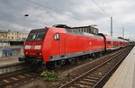 146 026 macht sich am Nachmittag des 1.8.2016 mit einer RB40 (RB17929) von Braunschweig Hauptbahnhof nach Burg(Magdeburg) im Magdeburger Hauptbahnhof auf den Weg.